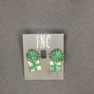 INC Green and Gold Statement Earrings